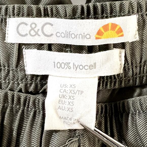 C & C California 100% Lyocell Pull On Jogger Pants Green Womens XS - Picture 8 of 9